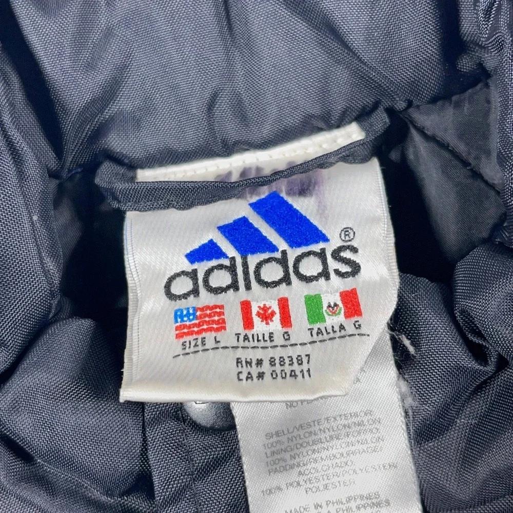 Vintage Adidas Jacket Mens Large Snap Zip Front Puffer Nylon Red Logo‎ 90s